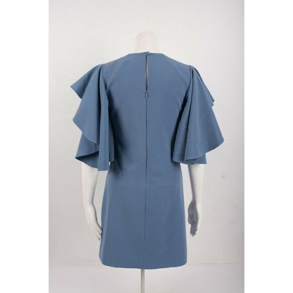 Milly Womens Nicole Mini Dress Italian Candy V-Neck Ruffle Sleeve Size 2 Blue - Picture 4 of 6